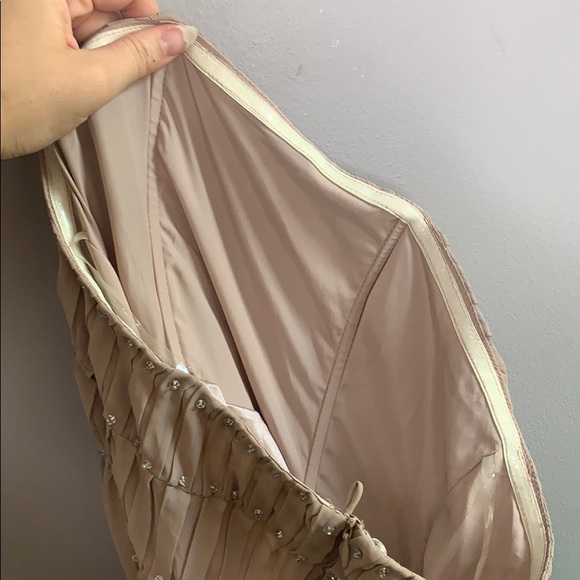 Strapless Taupe Rhinestone Party Dress New Small - Picture 14 of 14